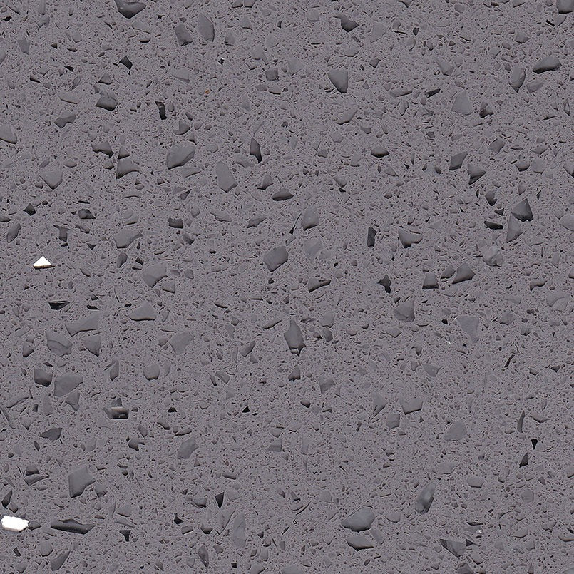 Sparkling Gray quartz slab, close up of the surface
