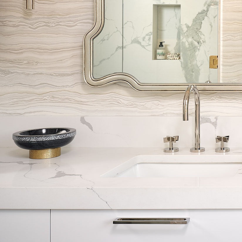 Statuary Classique quartz countertop installed in a room setting