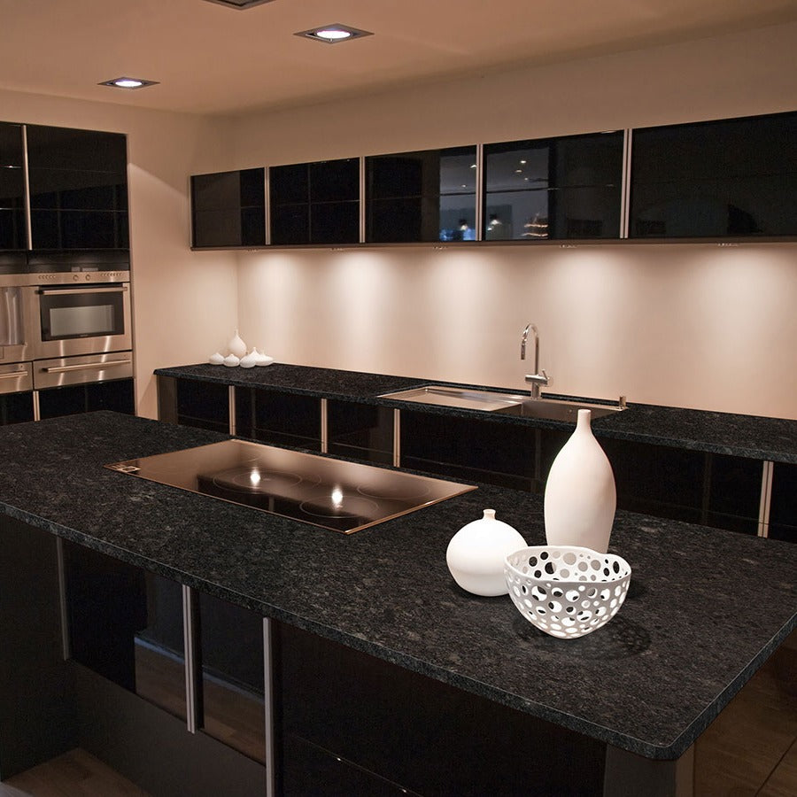 Steel Grey granite countertop installed in a kitchen
