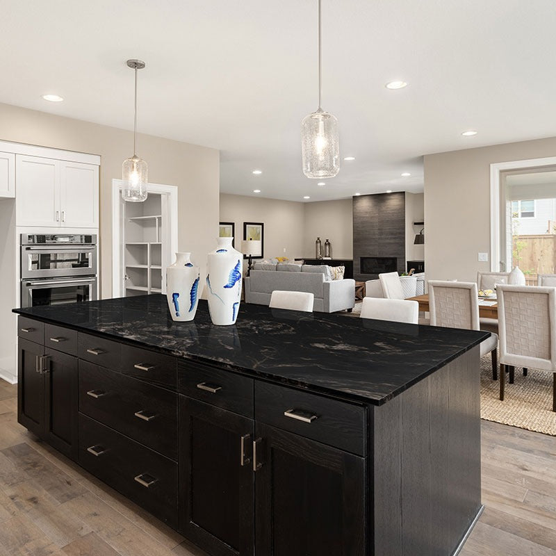 Titanium granite countertop installed in a kitchen