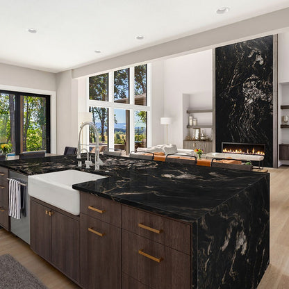 Titanium granite countertop installed in a kitchen