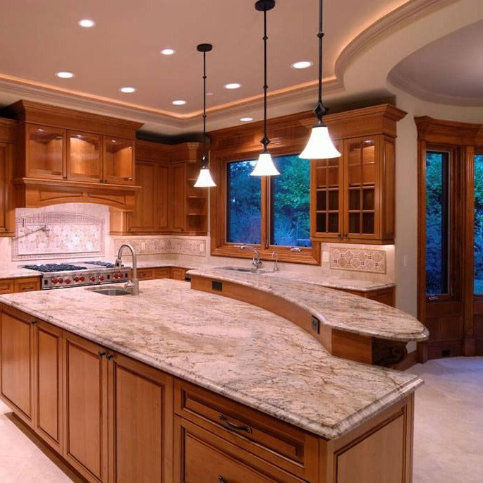 Typhoon Bordeaux granite countertop installed in a kitchen