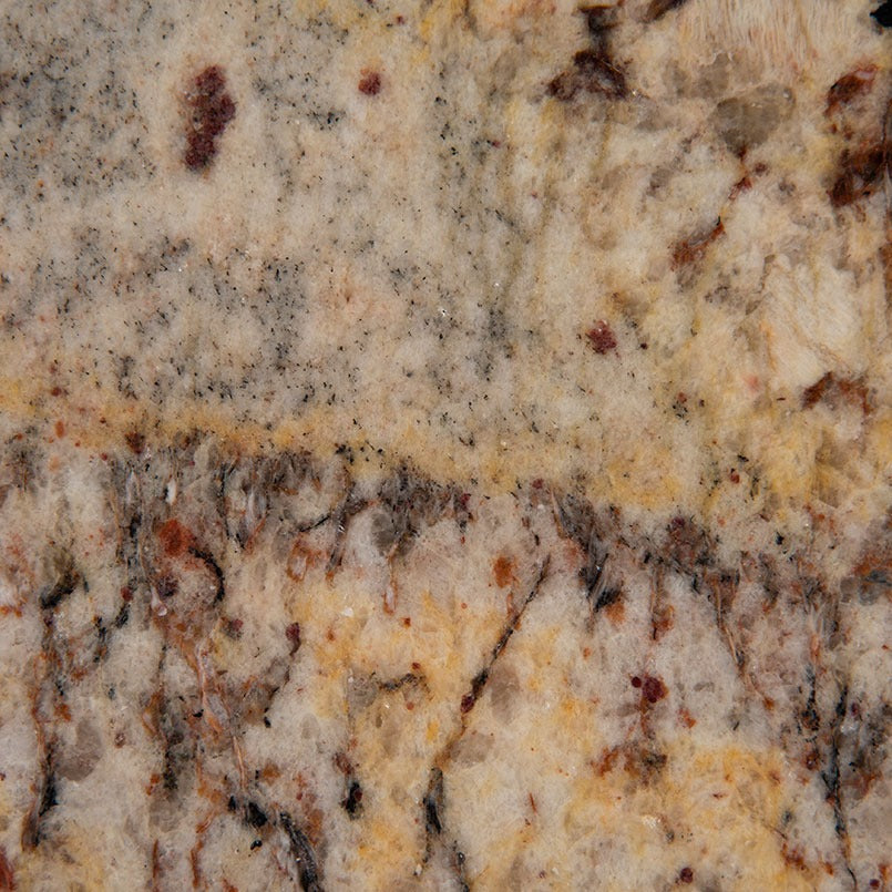 Typhoon Bordeaux granite slab, close up of the surface