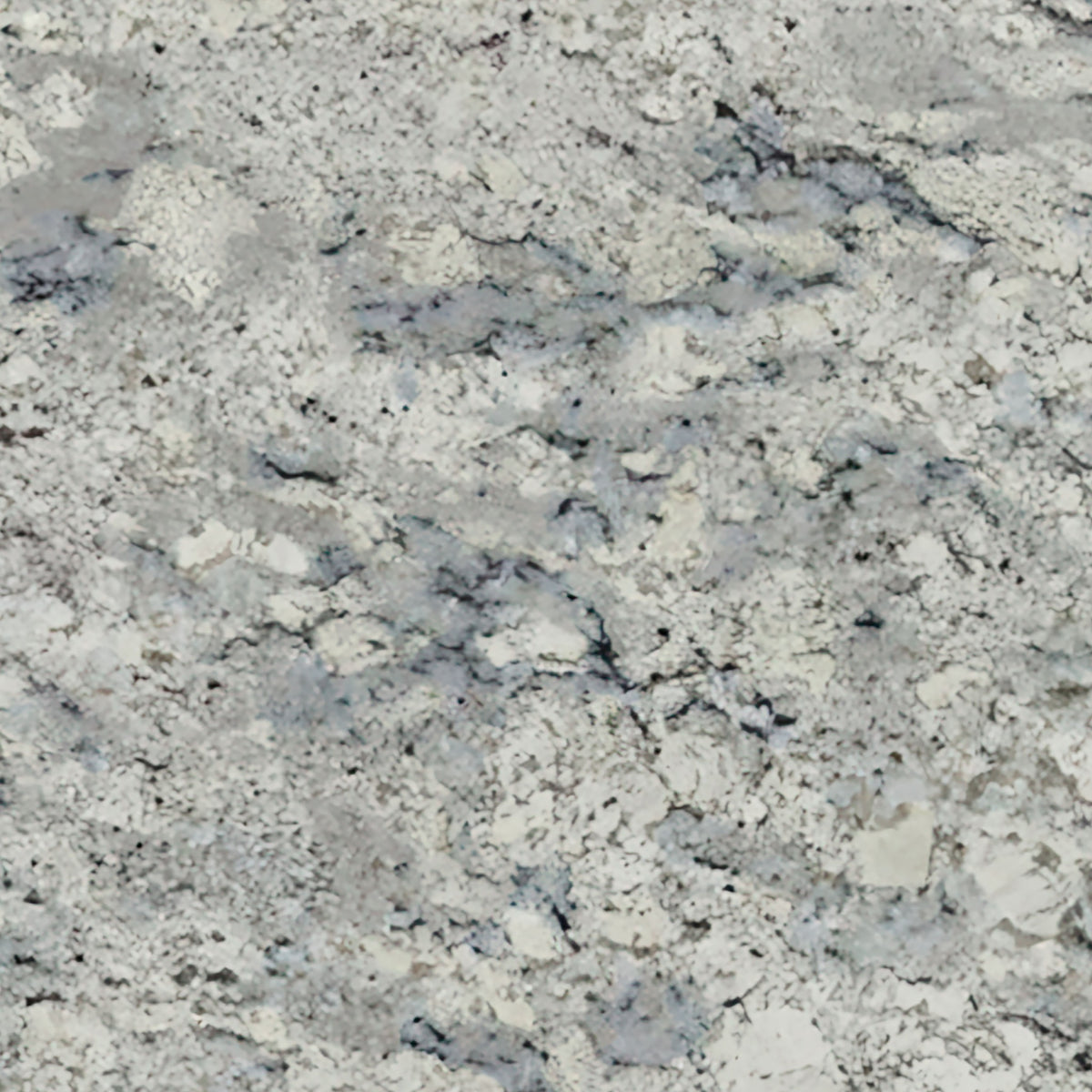 White Ice granite slab, close up of the surface