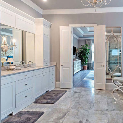 White Macaubas quartzite installed in a room setting