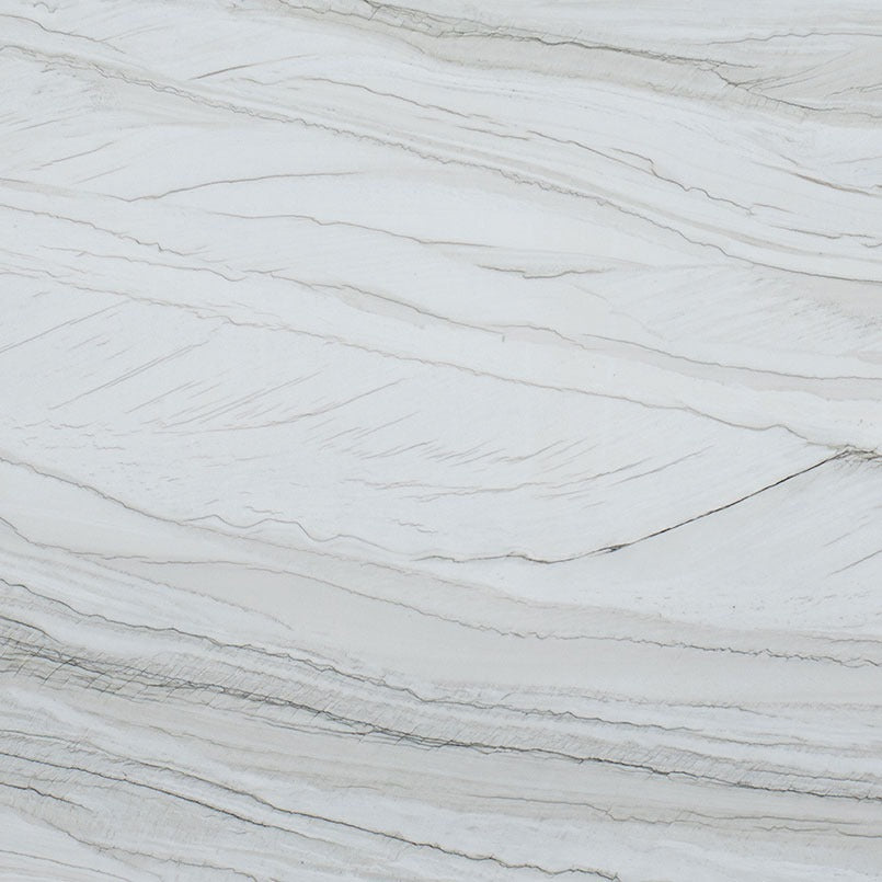 White Macaubas quartzite slab, close up of the stone surface