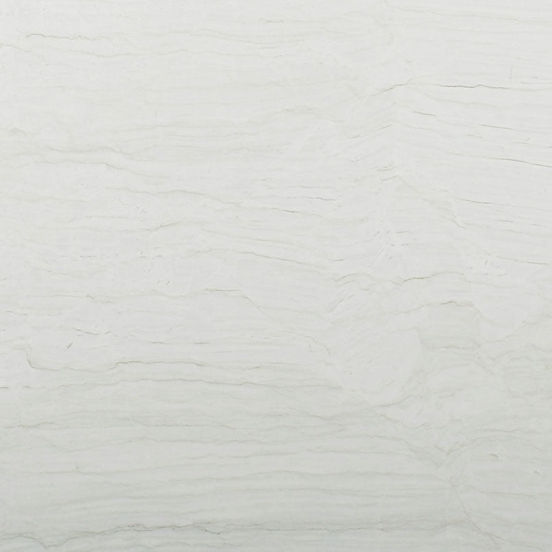 White Montreal quartzite slab, close up of the stone surface