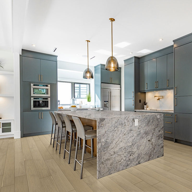 White Spring granite countertop installed in a kitchen