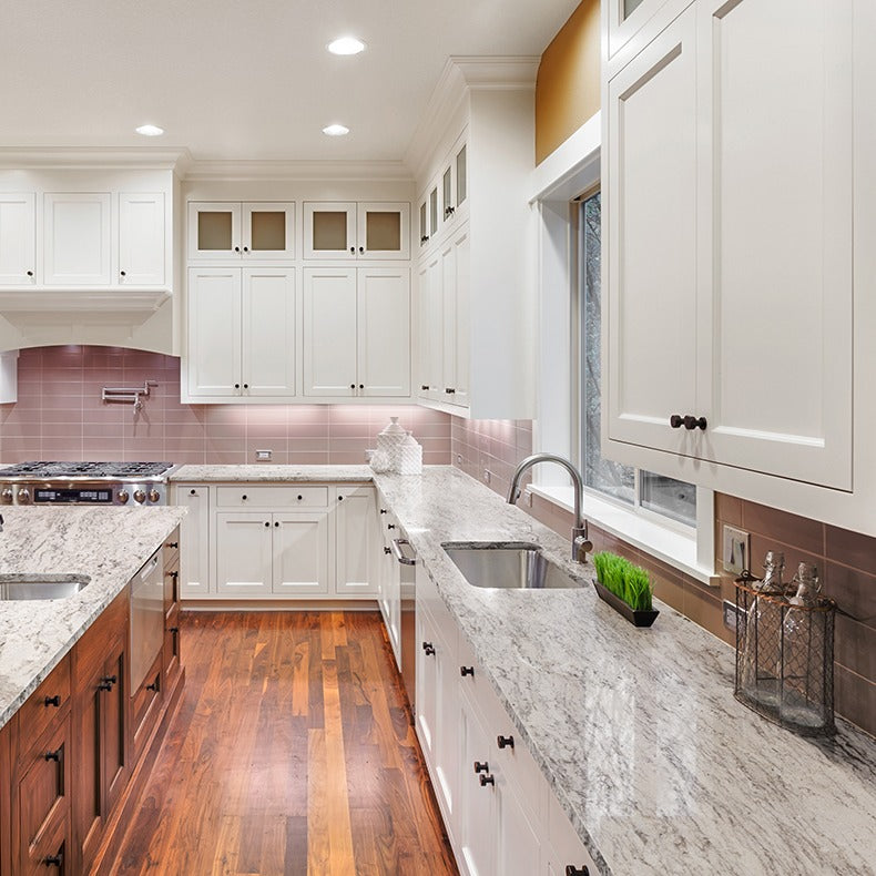 White Valley granite countertop installed in a kitchen