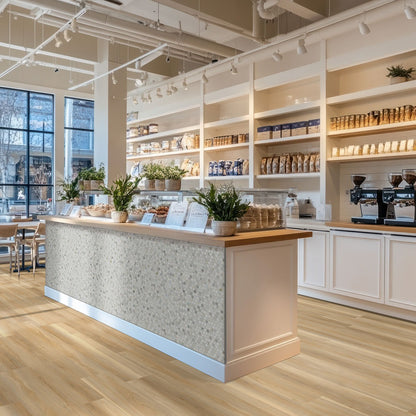 Nove Reserve Bayhill Blonde glue down luxury vinyl flooring installed in a commercial space
