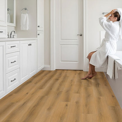 Nove Reserve Scandi glue down luxury vinyl flooring installed in a bathroom