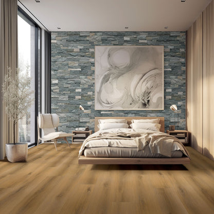 Nove Reserve Scandi glue down luxury vinyl flooring installed in a bedroom