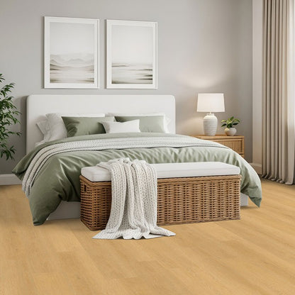 Nove Reserve Selbourne glue down luxury vinyl flooring installed in a bedroom