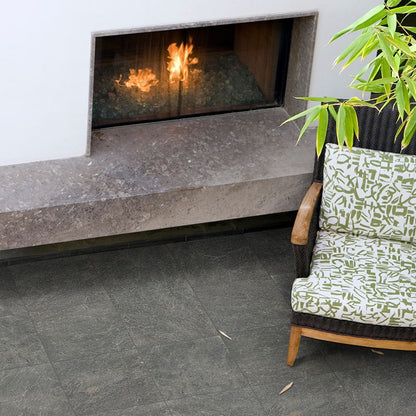 Ostrich Grey Quartzite Tile installed in a room setting
