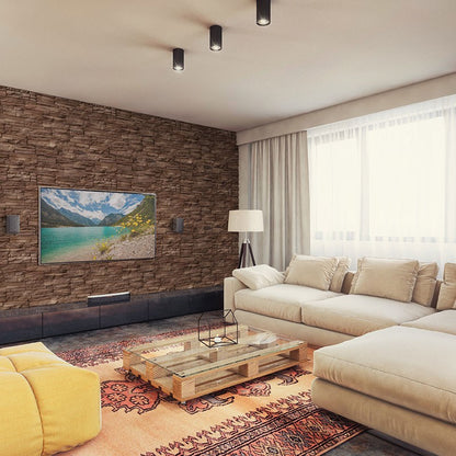 Peninsula Earth Terrado Manufactured Stone Decorative Wall Panels shown installed in a finished outdoor or living space