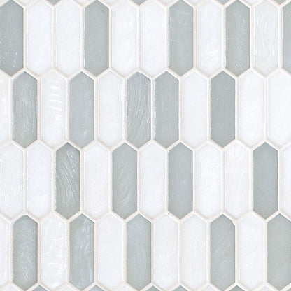 Pixie Cloud Glass Mosaic in mixed finish, close up sheet view