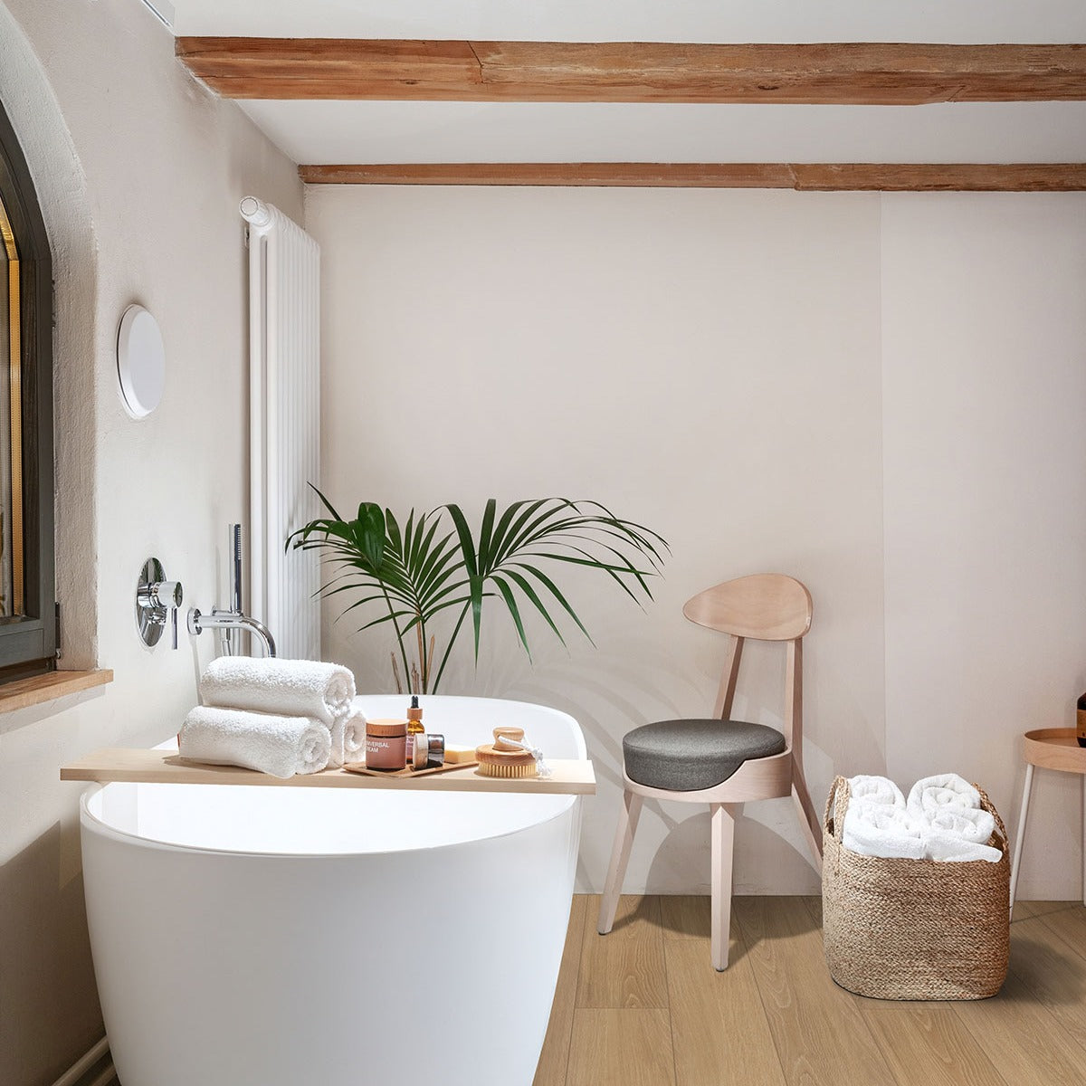 Placero Timber porcelain tile installed in a bathroom setting