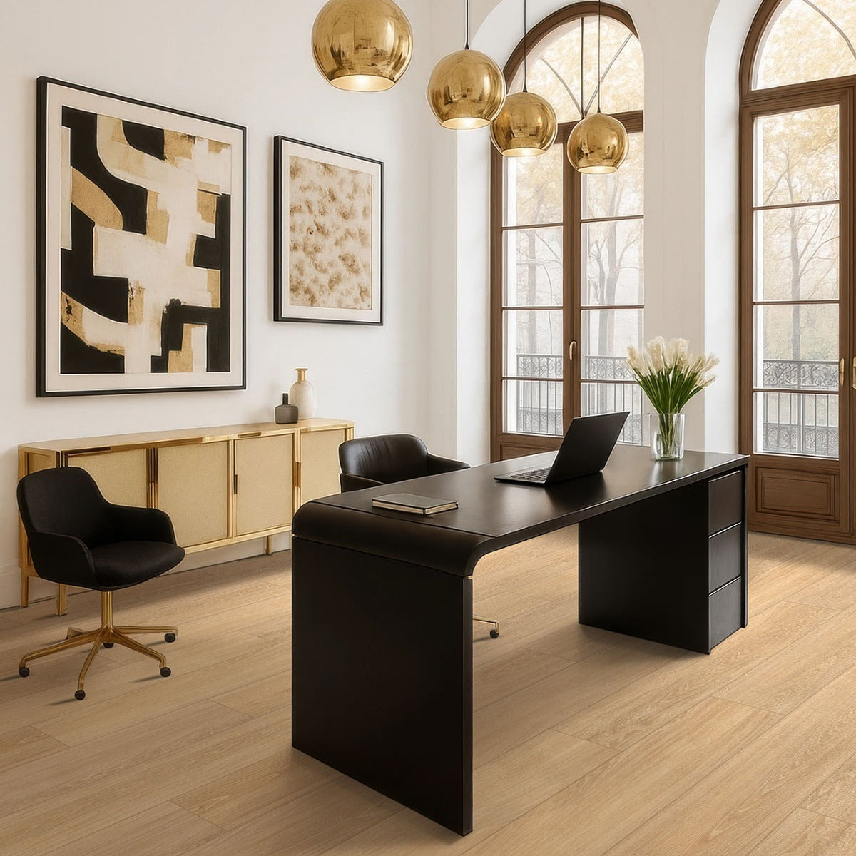 Placero Timber porcelain tile shown in a finished room, scene 4