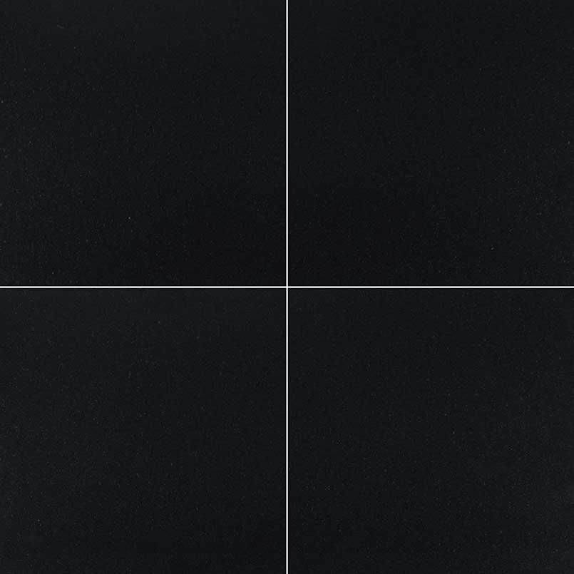 Premium Black Granite Tile, 12"x12" Tile in Honed finish
