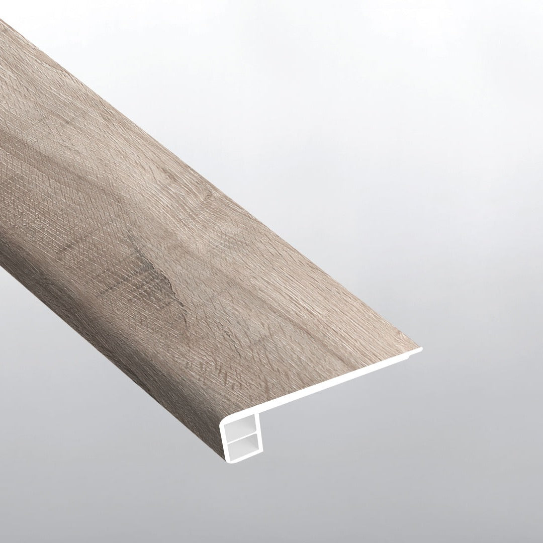 Prescott Draven square eased edge flush stair nose trim for SPC rigid core vinyl flooring