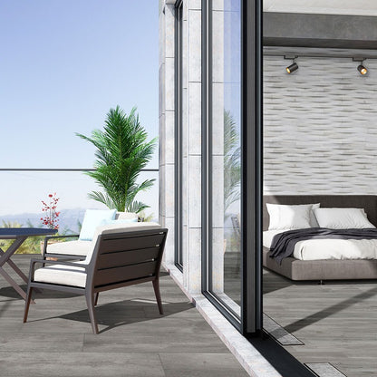 Prescott Katella Ash SPC rigid core vinyl flooring shown in a furnished room