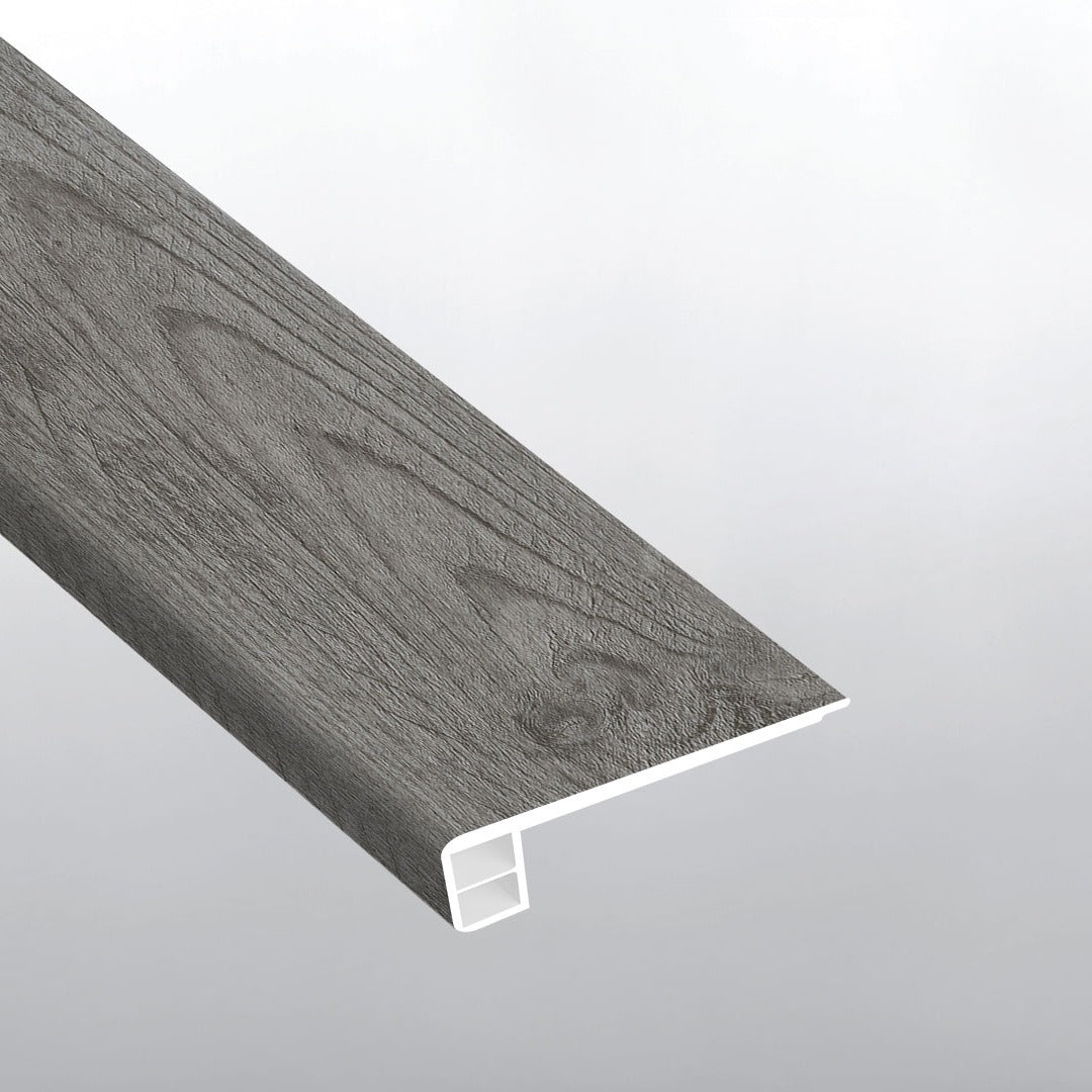 Prescott Katella Ash square eased edge flush stair nose trim for SPC rigid core vinyl flooring
