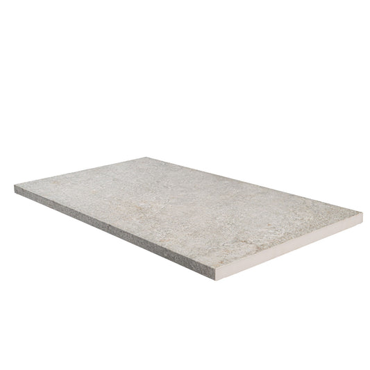 Quartz Silver porcelain pavers, close up product view showing color and texture