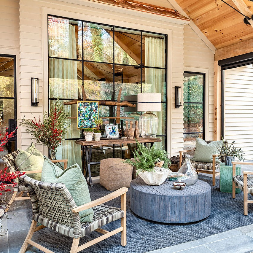 Quarzo Gray Arterra Porcelain Pavers shown installed in a finished outdoor or living space