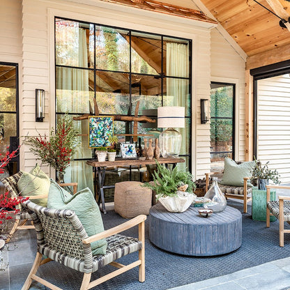 Quarzo Gray Arterra Porcelain Pavers shown installed in a finished outdoor or living space