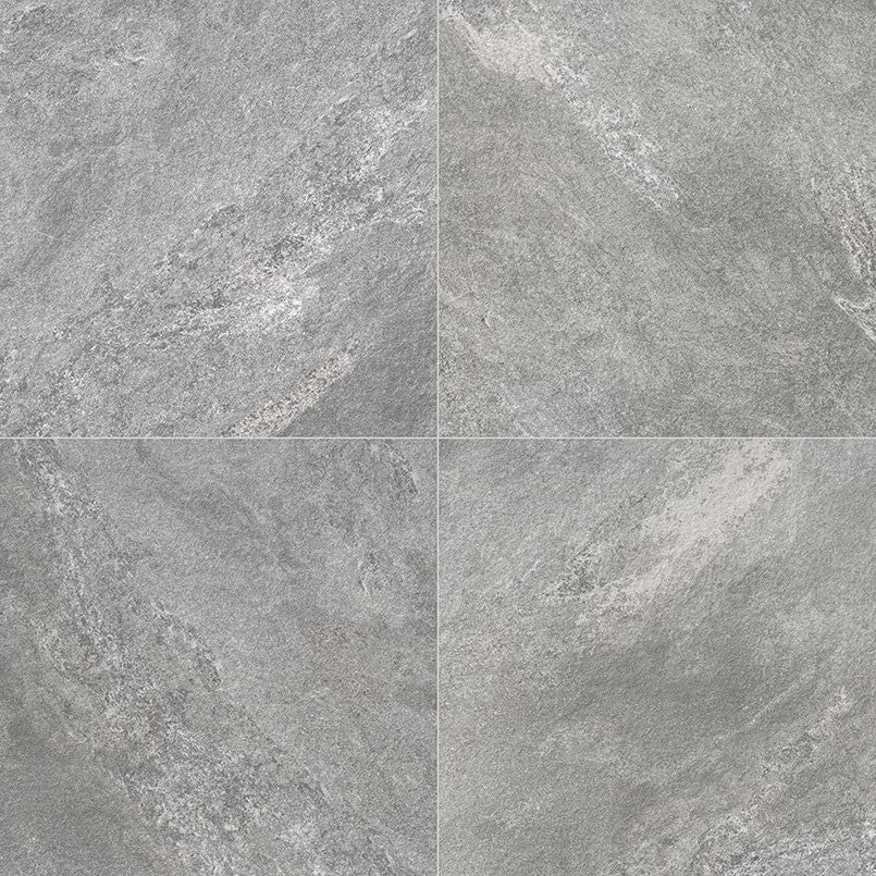 Quarzo Gray porcelain pavers, close up product view showing color and texture