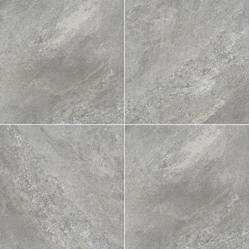 Quarzo Gray porcelain pavers, close up product view showing color and texture