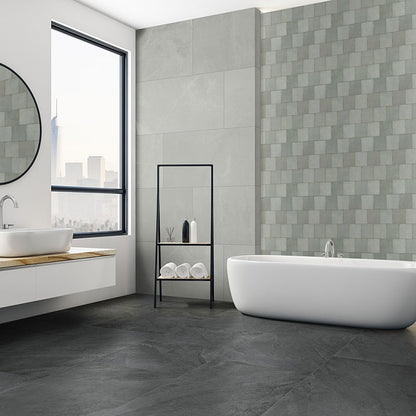 Renzo Jade ceramic tile installed in a bathroom setting, scene 4