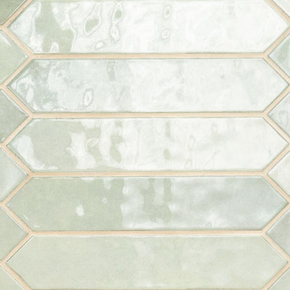 Renzo Jade ceramic tile, glossy finish, 2.5 by 13 inch picket view