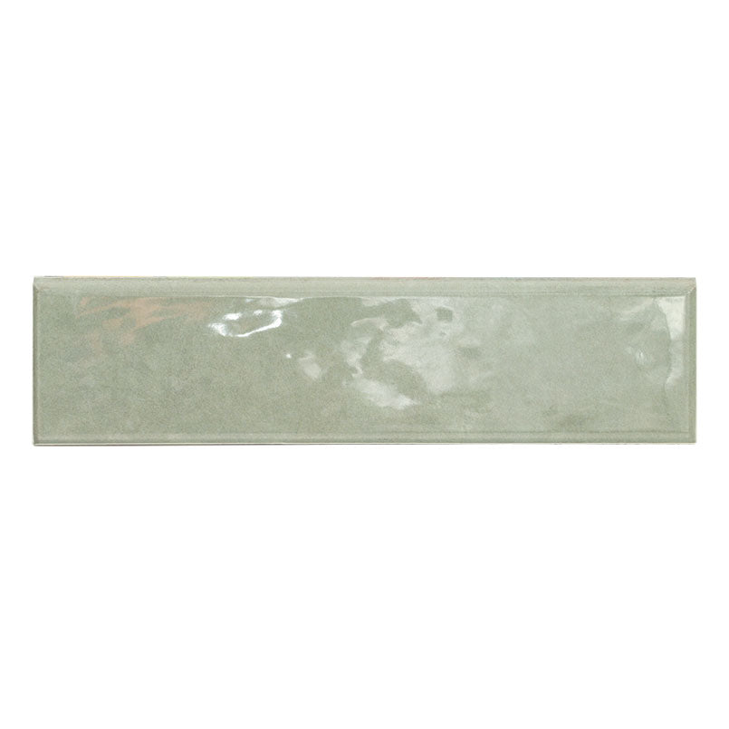 Renzo Jade ceramic tile, glossy finish, 3 by 12 inch bullnose view