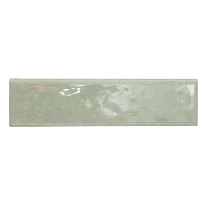 Renzo Jade ceramic tile, glossy finish, 3 by 12 inch bullnose view