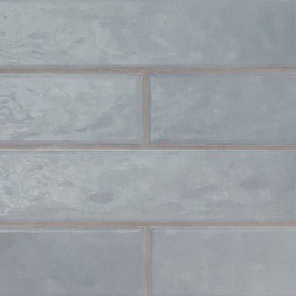 Renzo Sky ceramic tile, glossy finish, 3 by 12 inch view