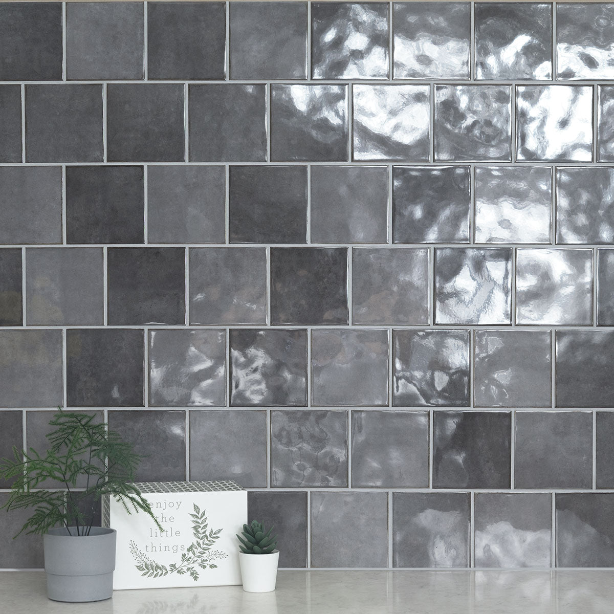 Renzo Storm ceramic tile shown in a finished room
