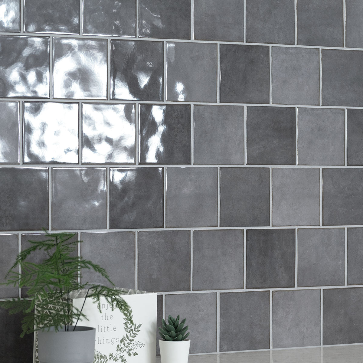 Renzo Storm ceramic tile shown in a finished room, scene 2