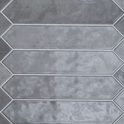 Renzo Storm ceramic tile, glossy finish, 2.5 by 13 inch picket view