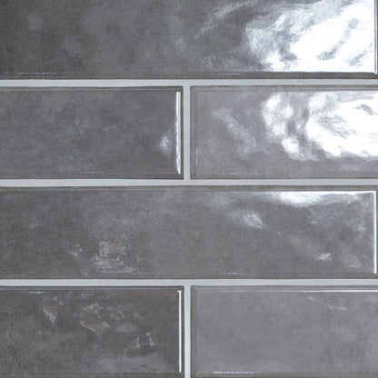 Renzo Storm ceramic tile, glossy finish, 3 by 12 inch view