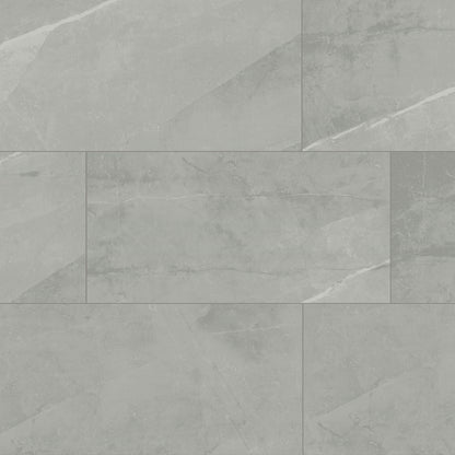 Sande Gray marble look porcelain tile, matte finish, 12 by 24 inch view