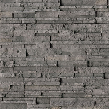 Sandown Silver manufactured stone wall panels, close up product view showing color and texture