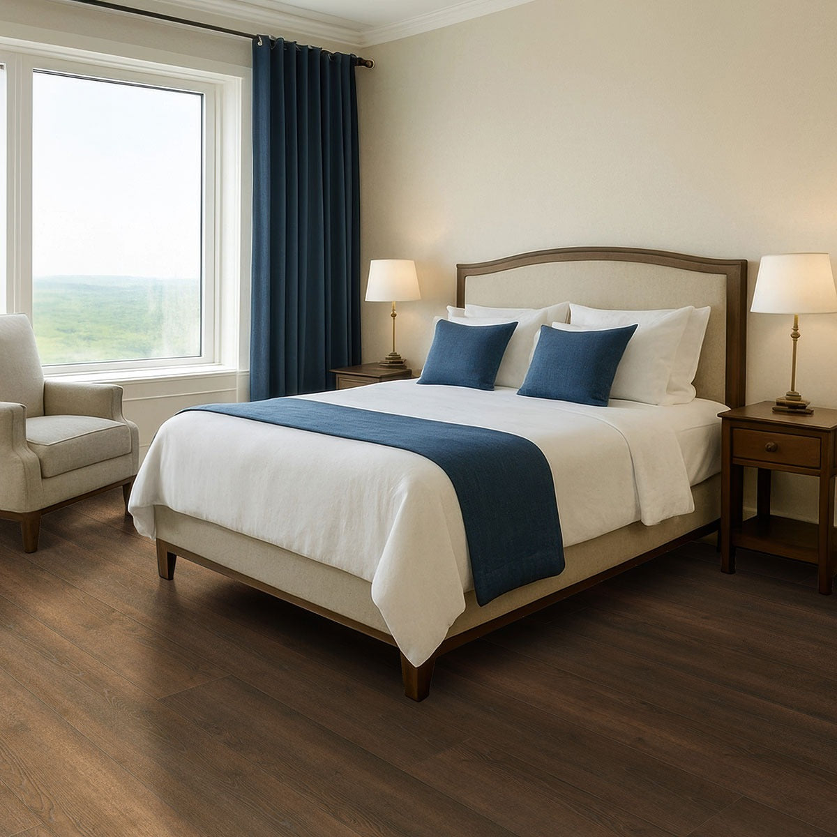 Shorecliffs Roghan hybrid rigid core flooring installed in a bedroom