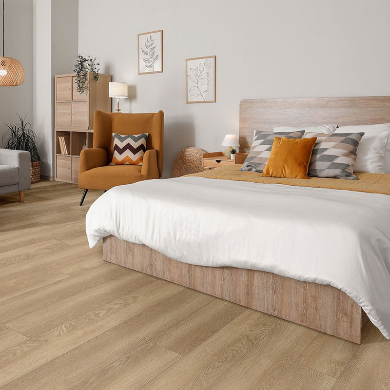 Shorecliffs Schertz Oaks hybrid rigid core flooring installed in a bedroom