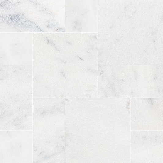 Sierra White natural stone pavers, close up product view showing color and texture