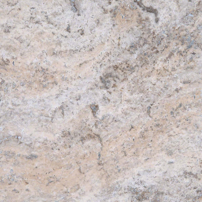 Silver Travertine natural stone pool coping, close up product view showing color and texture