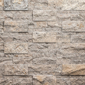 Silver Travertine Stacked Stone Panels | KBF Home Improvement
