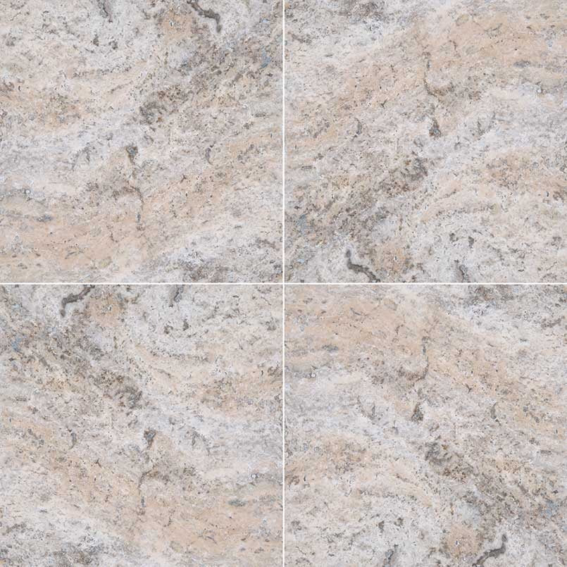 Silver Travertine Tile, 12"x12" Tile in Honed and Filled finish