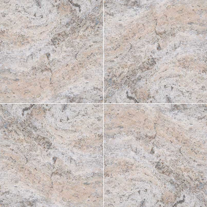 Silver Travertine Tile, 12"x12" Tile in Honed and Filled finish