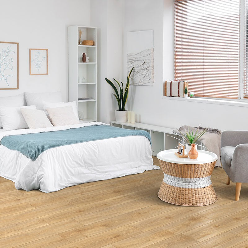 Smithcliffs Cloudland hybrid rigid core flooring installed in a bedroom